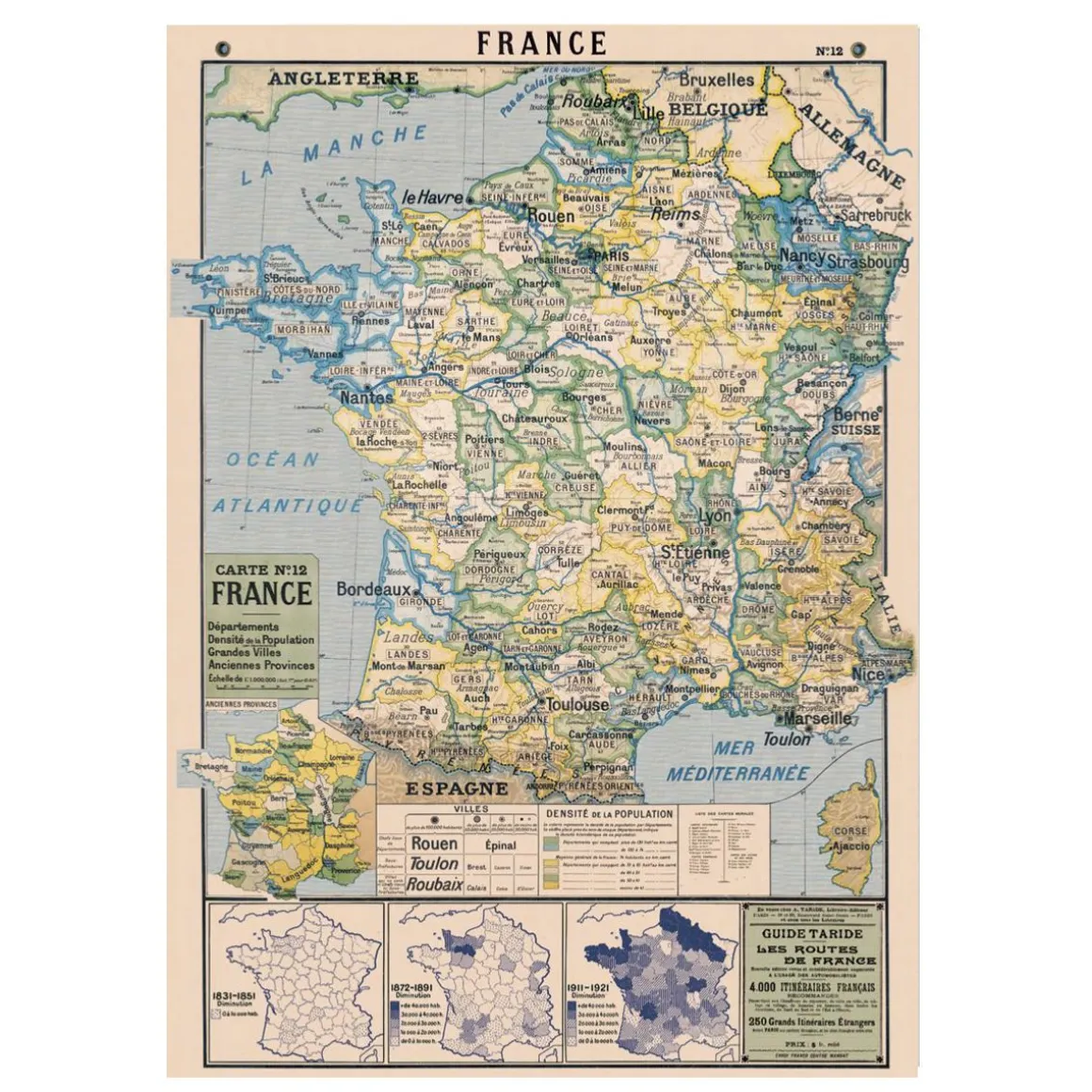 Affiche vintage carte de France