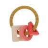 Anneau de dentition silicone rose et moutarde