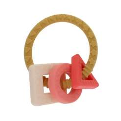 Anneau de dentition silicone rose et moutarde