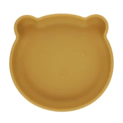 Assiette à compartiments en silicone écru et rose