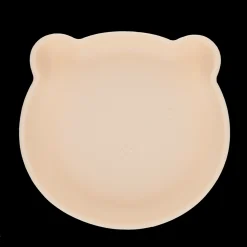 Assiette à compartiments en silicone moutarde et corail