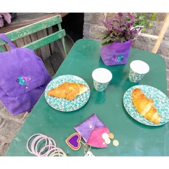 Assiette à fleurs en mélamine purple gipsy