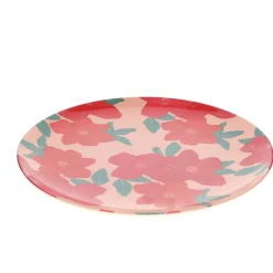 Assiette à fleurs rouge en mélamine