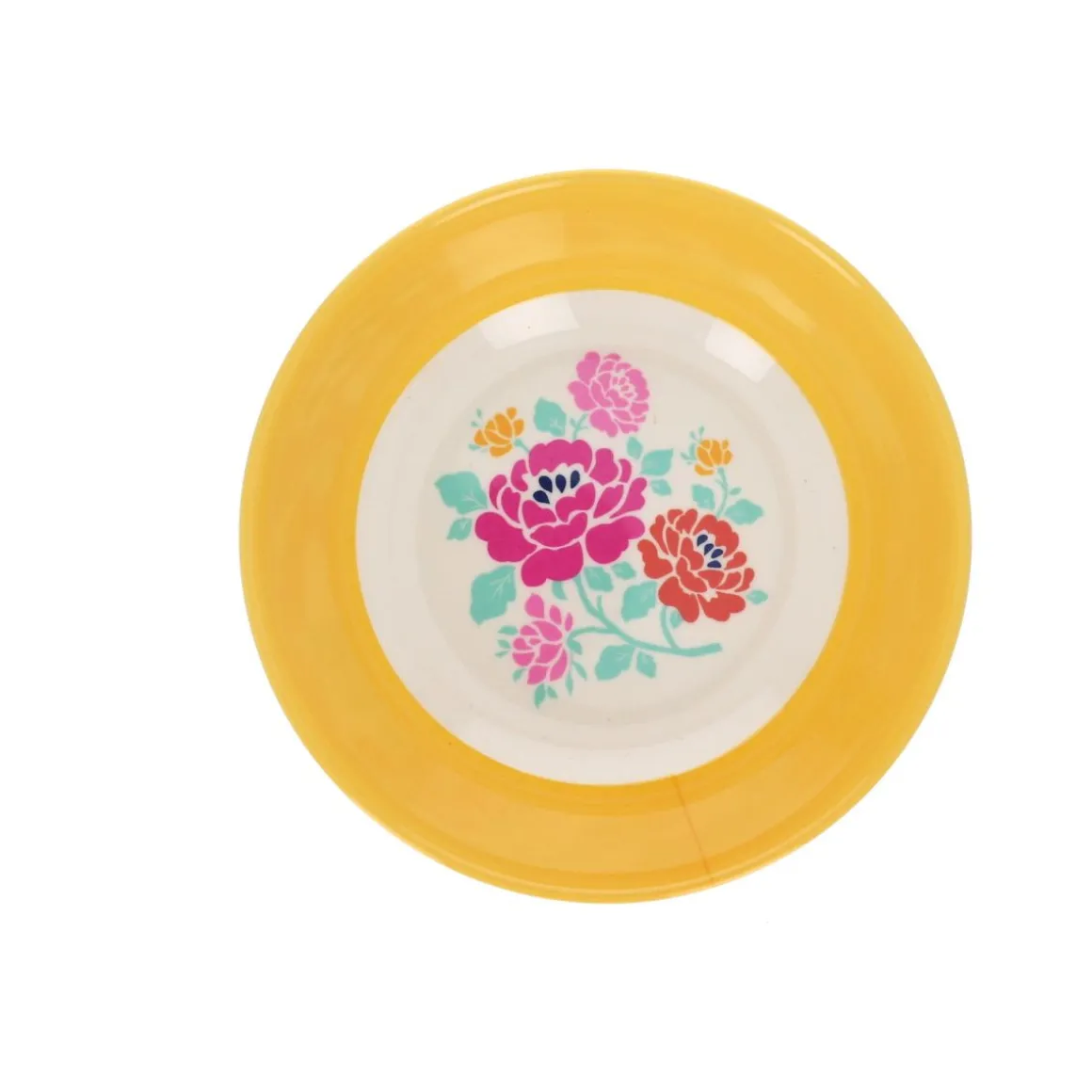 Assiette creuse en mélamine à fleurs jaunes Datcha
