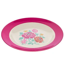 Assiette en mélamine à fleurs roses Datcha