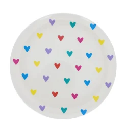Assiette mélamine coeurs multicolores