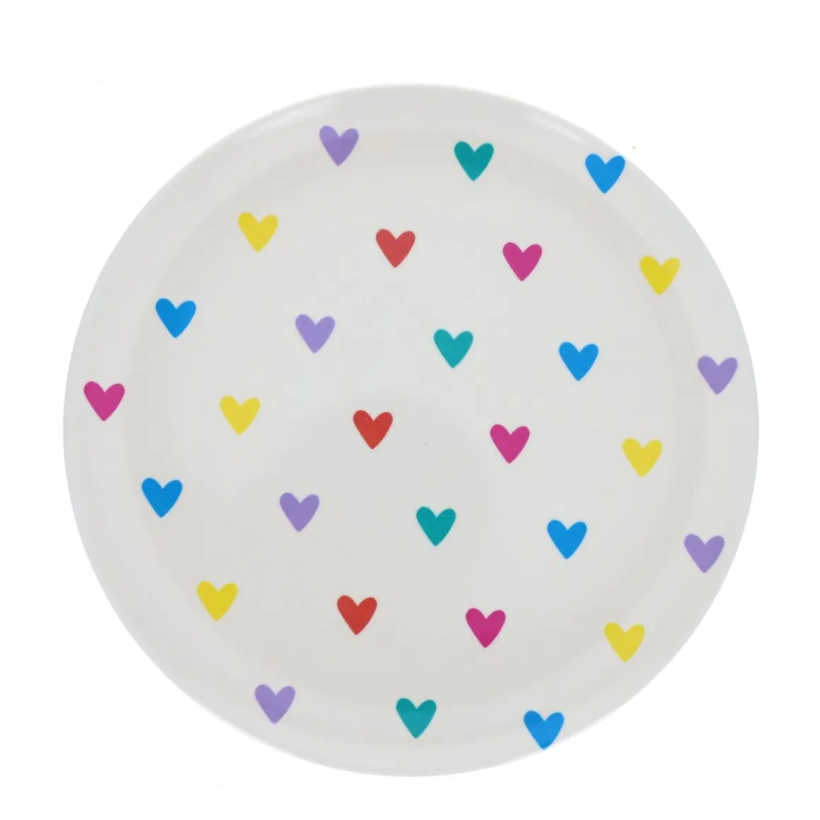 Assiette mélamine coeurs multicolores