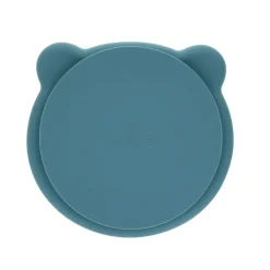 Assiette ours silicone bleu ciel