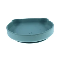 Assiette ours silicone bleu ciel