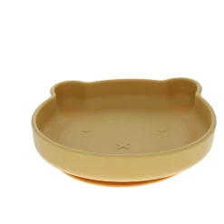 Assiette ours silicone jaune moutarde
