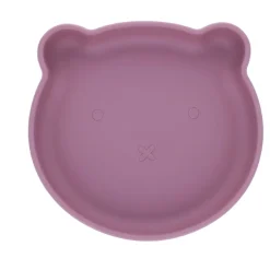 Assiette ours silicone rose