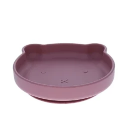 Assiette ours silicone rose