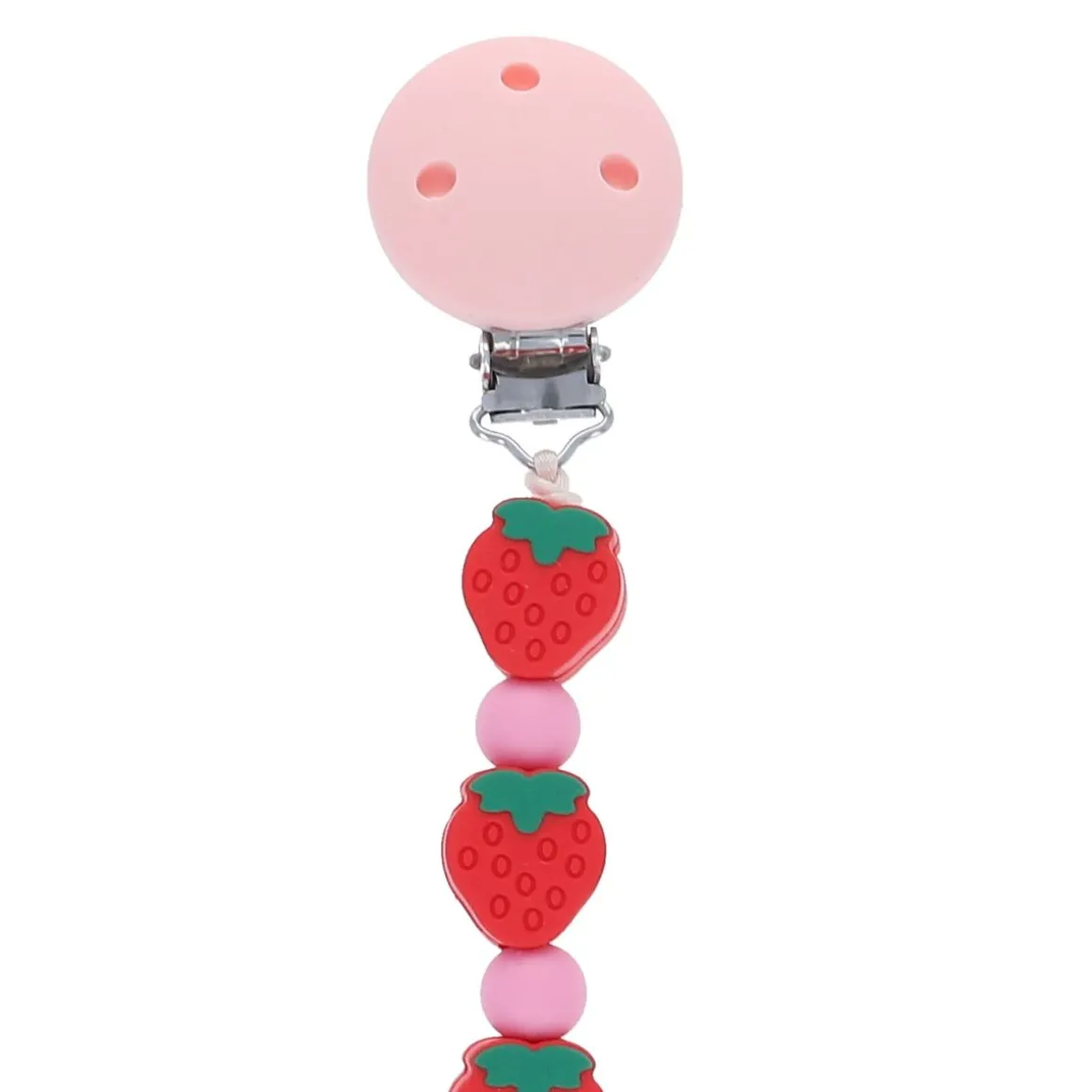Attache tétine fraise silicone