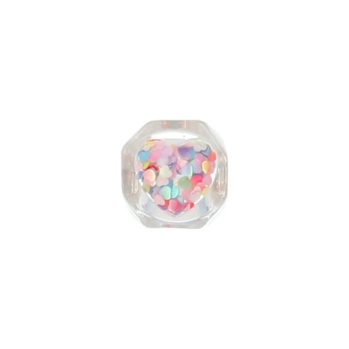 Bague cœur confettis multicolores