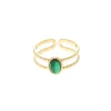 Bague dorée 2 rangs pierre Malachite