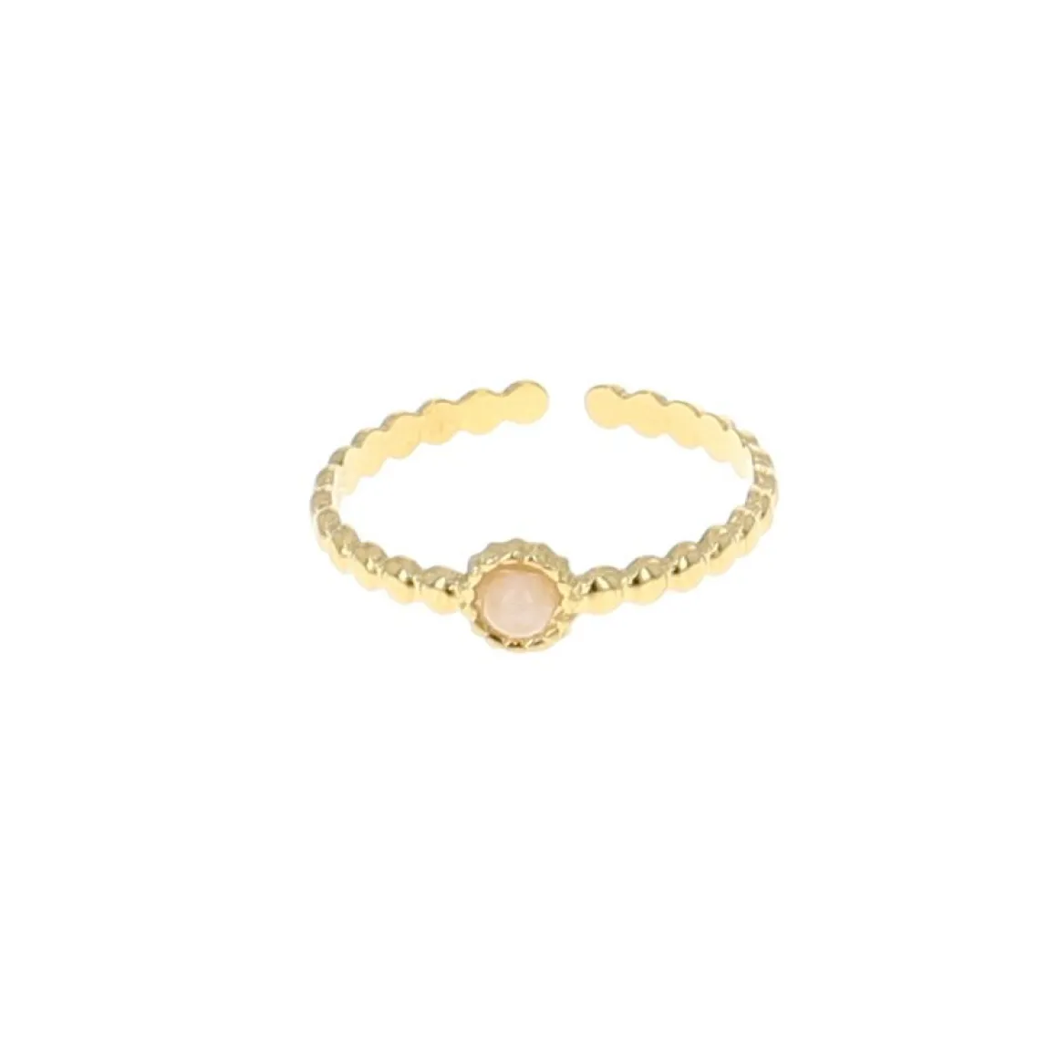 Bague dorée pierre Quartz rose
