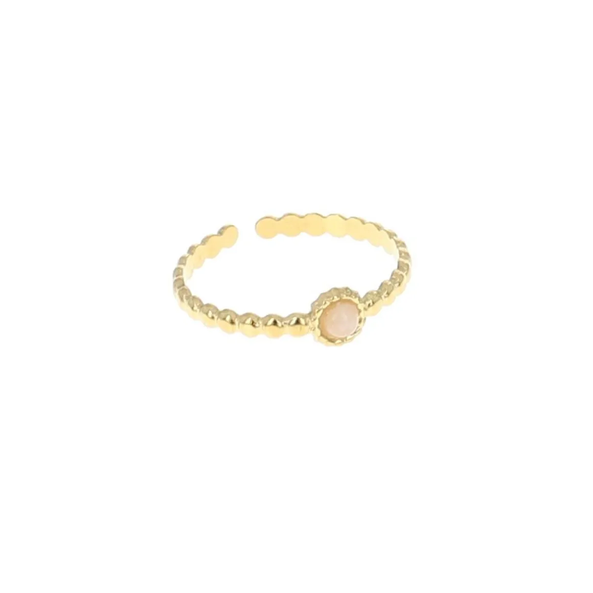 Bague dorée pierre Quartz rose