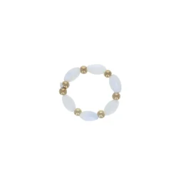 Bague en perles nacrées blanches et dorées