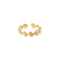 Bague rangée de coquillages dorés