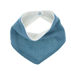Bavoir bandana en gaze de coton bleu