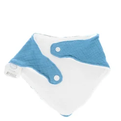Bavoir bandana gaze de coton bleu gris