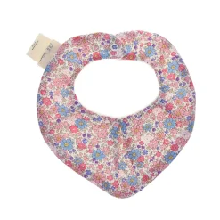 Bavoir bandana éponge fleuri bleu et rose