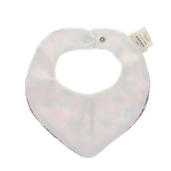 Bavoir bandana éponge fleuri bleu et rose
