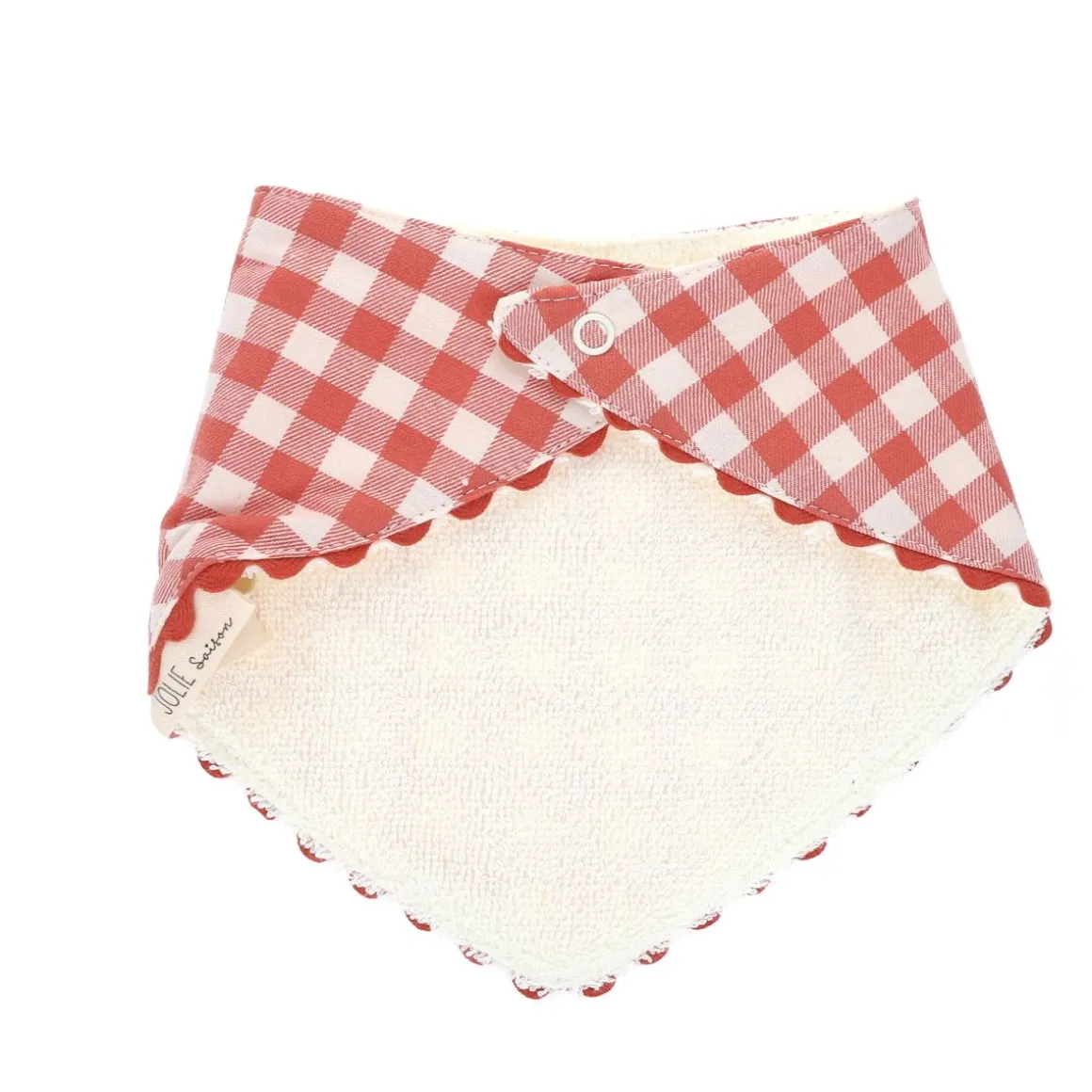 Bavoir bandana éponge vichy - La petite poule rousse
