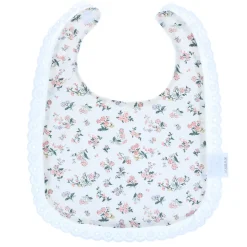 Bavoir dentelle fleurs roses