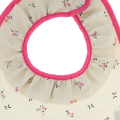 Bavoir froufrou écru fleurs - Printemps Chéri