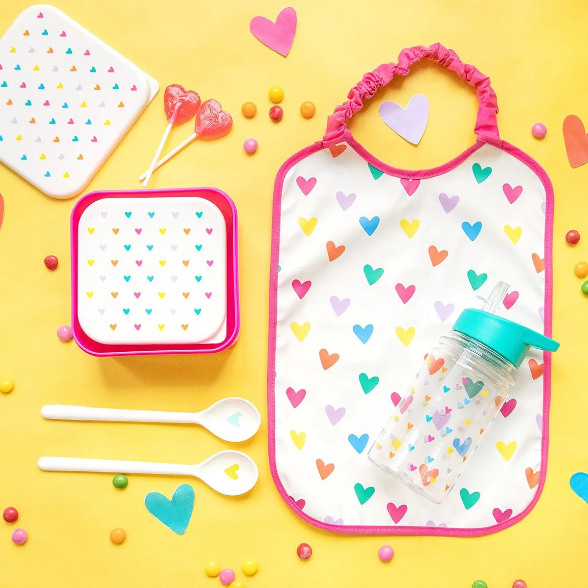 Bavoir long élastique multicoeurs