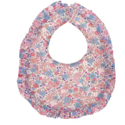 Bavoir rond fleuri bleu et rose