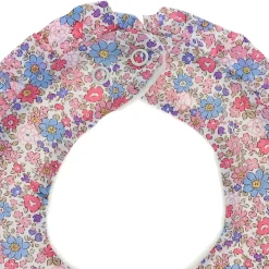 Bavoir rond fleuri bleu et rose