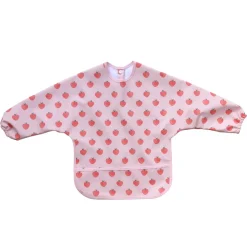 Bavoir tablier manches longues pommes roses 1-3 ans - Dans mon jardin