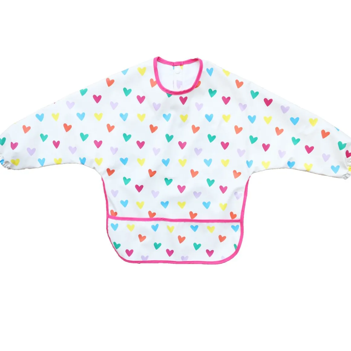 Bavoir tablier manches longues multicœurs 1-3 ans