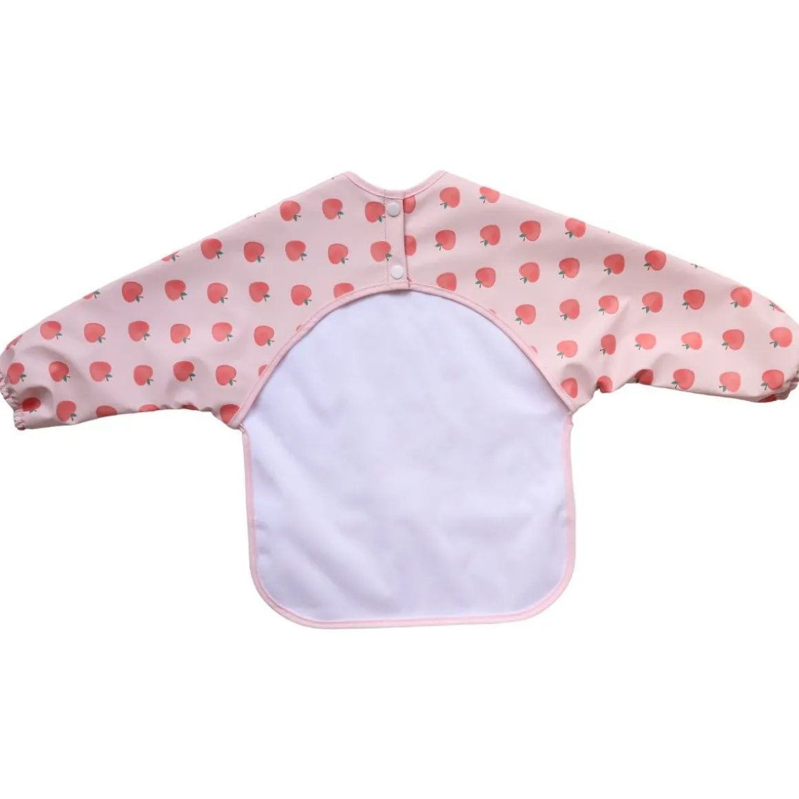 Bavoir tablier manches longues pommes roses 1-3 ans - Dans mon jardin