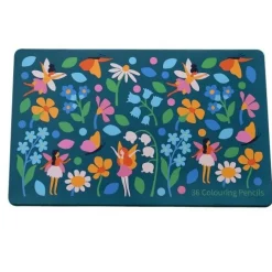 Boite de 36 crayons de couleur motifs fleurs
