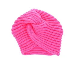 Bonnet turban côtelé neon pink adulte