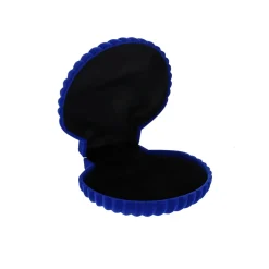 Boîte à bijoux velours grand coquillage bleu