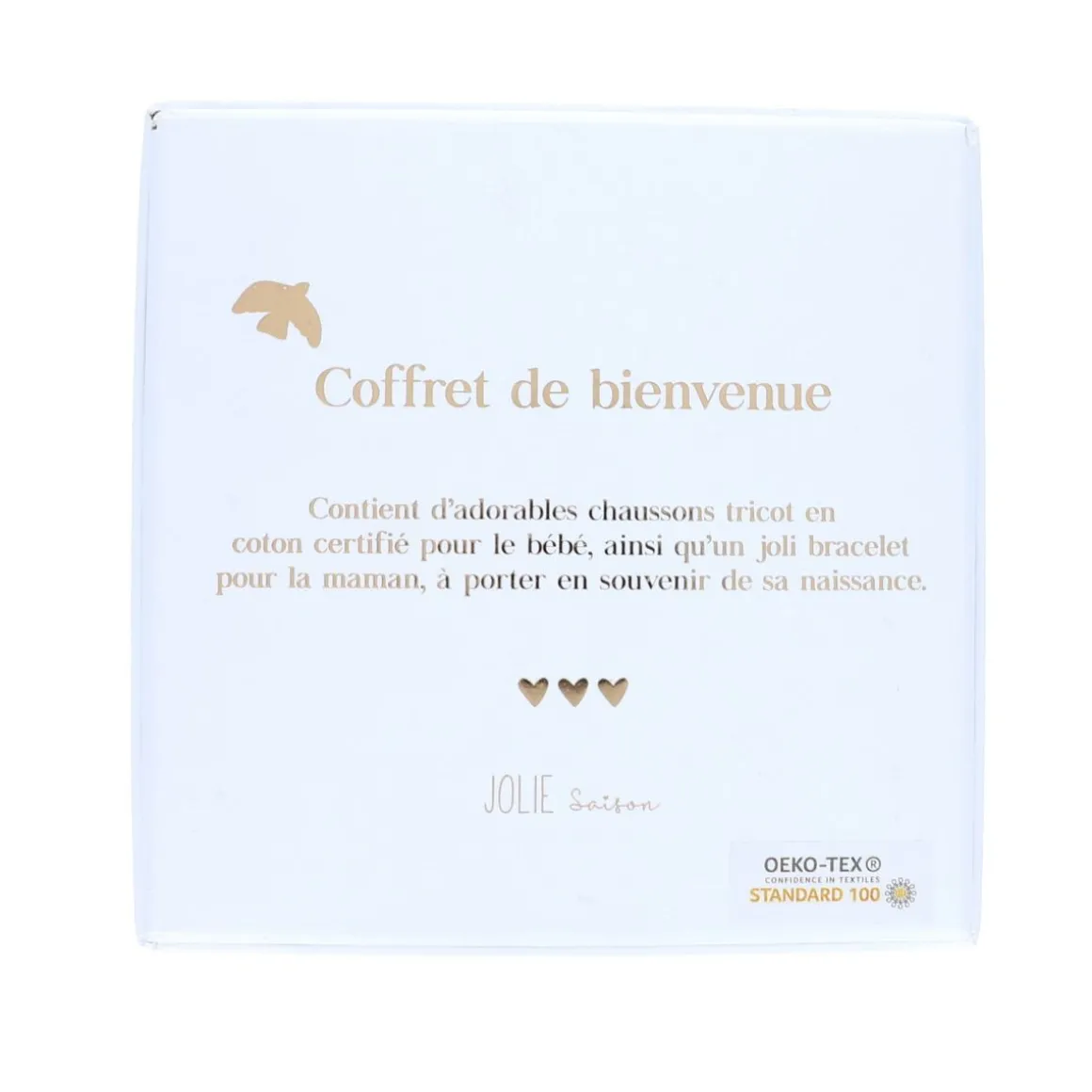 Boîte coffret naissance chaussons et bracelet