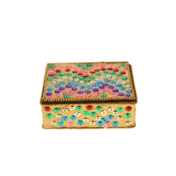 Boîte indienne rectangulaire or multicolore