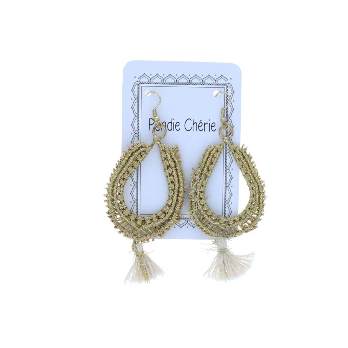 Boucle d'oreille doré et écru