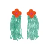 Boucles d'oreilles en perles fleur orange et verte