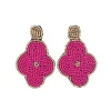Boucles d'oreilles en perles fleur rose et or