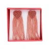 Boucles d'oreilles en perles cœur rose - Trouville