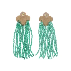Boucles d'oreilles en perles fleur orange et verte