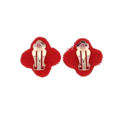 Boucles d'oreilles en perles fleurs rouges clips - Trouville