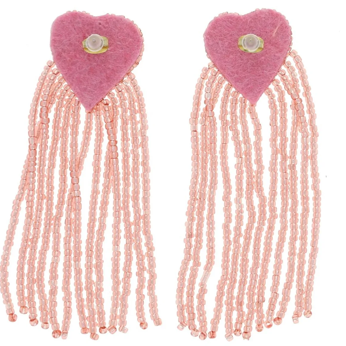 Boucles d'oreilles en perles cœur rose - Trouville