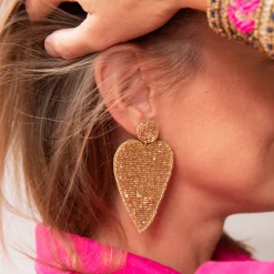 Boucles d'oreilles en perles cœur doré