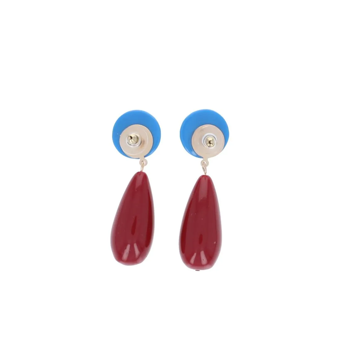 Boucles d'oreilles goutte bleu et rouge